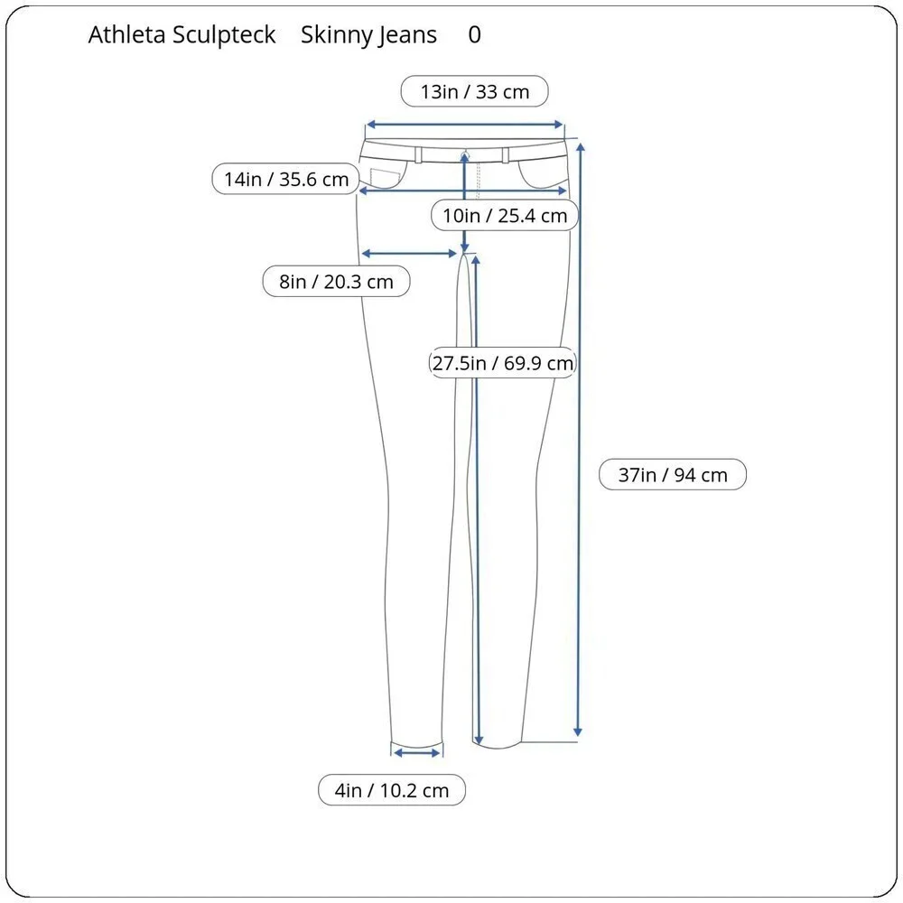 Athleta Sculptek Women Size 0 Black Ultra Skinny Zip Cotton Denim Ankle Jeans